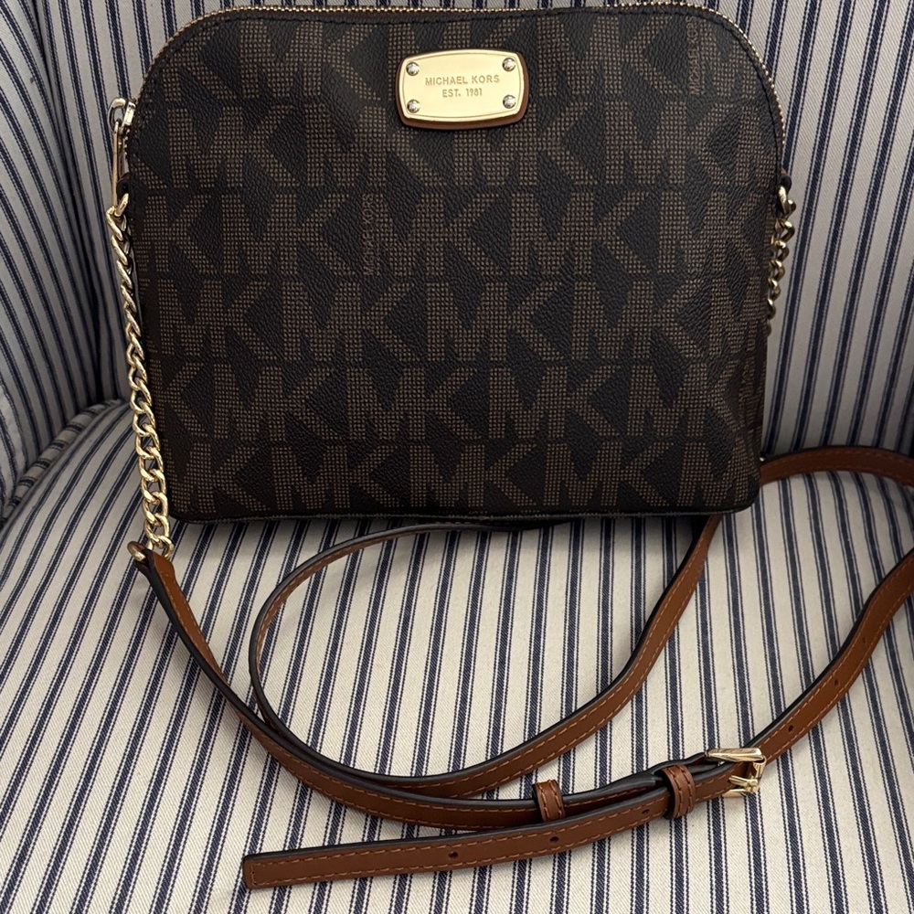 Michael Kors Brown Monogram Crossbody Bag